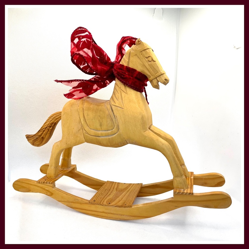 Folk Art Hand Carved Miniature Rocking Horse
